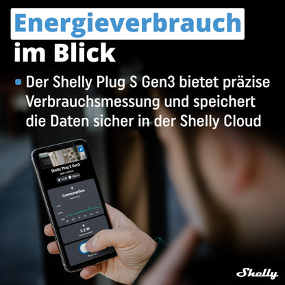 Shelly Plug S Gen3 WLAN-Steckdose mit Leistungsmessung, 4er-Set