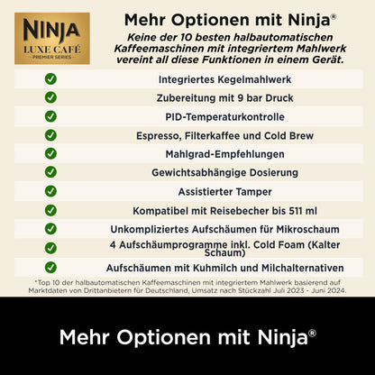 Ninja Luxe Premier 3-in-1 Kaffeemaschine - Grau-Metall ES601EUGM