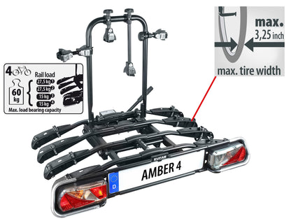 EUFAB AMBER 4 Fahrradträger - Anhängerkupplung für 4 Fahrräder