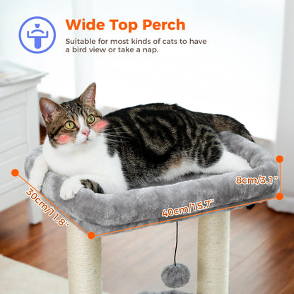 PAWZ Road Katzenbaum klein mit Sisal-Kratzbaum und Katzenhöhle, Grau