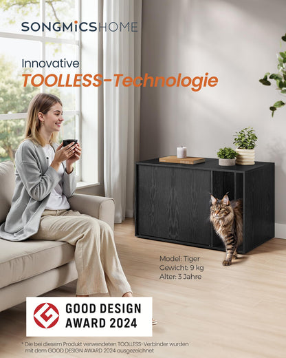 SONGMICS HOME Katzenklo-Schrank für grosse Katzen – Schwarz PCL013B03