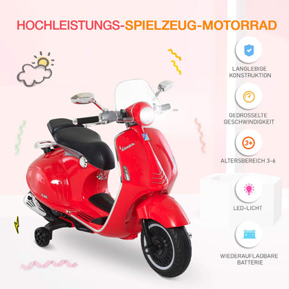 HOMCOM Kinder Elektro-Motorrad 6V mit Trainingsrädern - Rot