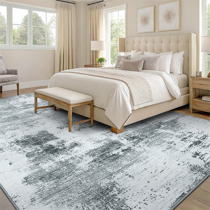 smiry Teppich Wohnzimmer 160x220 cm Kurzflor abstrakt waschbar Grau