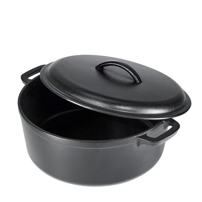 Amazon Basics Schmortopf aus eingebranntem Gusseisen 6,62 l schwarz