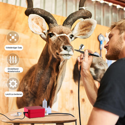 Powate Airbrush Kompressor Set – Dual Action 40PSI Rot