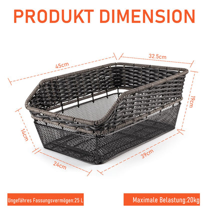 PINNAMAX Velokorb hinten, 25 L, wetterfest, Tragkraft bis 20 kg