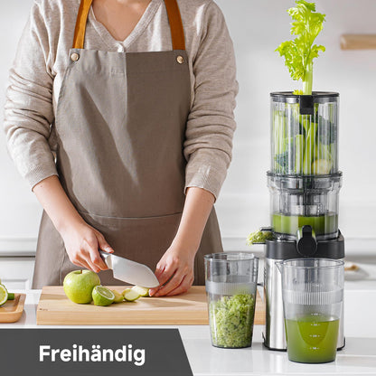 AMZCHEF Slow Juicer Entsafter - 120mm Breiter Einfüllschacht Silbrig