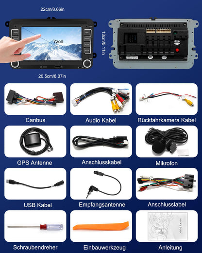 Ledio Autoradio VW Golf 5 6 Polo T5 - 7 Zoll Android 14