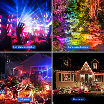 ChangM LED Fluter RGB 50W IP66 Aussen mit Fernbedienung, 4er Set