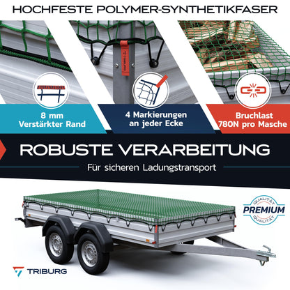 TRIBURG Anhängernetz 3,5x7 m - inkl. 14 Expander Haken