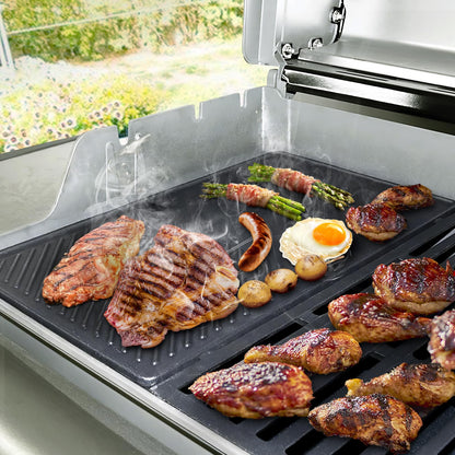 GFTIME 7637 Gusseisen-Grillrost mit Grillplatte für Weber Spirit 200
