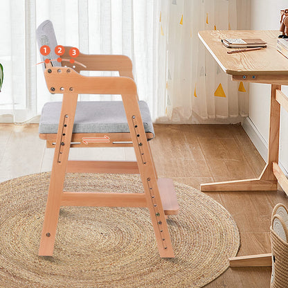 Ezebaby Höhenverstellbarer Kinder Holzhochstuhl - Natur