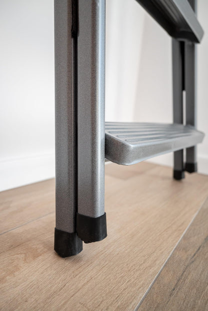 DRABEST Stehleiter 8 Stufen – Trittleiter aus Stahl Grau