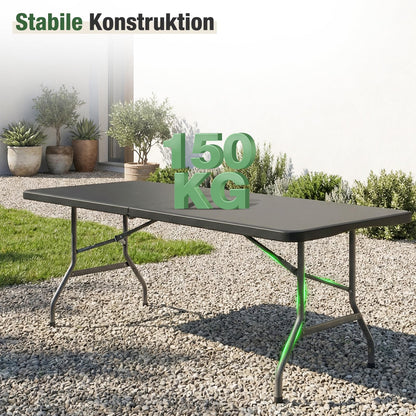 Sekey Klapptisch 152 x 70 cm, Buffettisch aus Kunststoff, schwarz