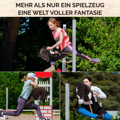 GaloppFreude Hobby Horse Steckenpferd Braunschecke mit Trense, A3