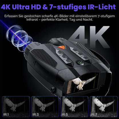 ROQIOO 4K Nachtsichtfernglas mit 10x Digitalzoom und Kompass