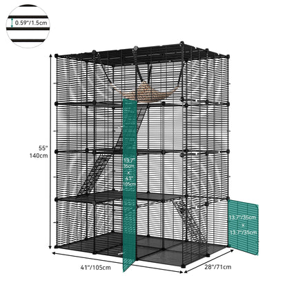 YITAHOME 4-stöckiger Katzenkäfig Catio 104x72x140cm