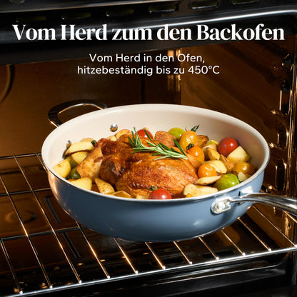 Redchef Keramikpfanne Induktion Antihaft mit Deckel - 28cm Blau