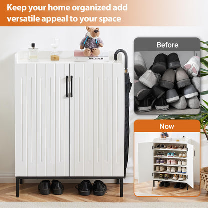 Mericonia Schuhschrank Modern Holz für Flur - Weiss