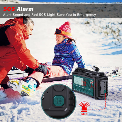Mesqool Kurbelradio DAB+/UKW, Notfallradio mit Solar und SOS-Alarm