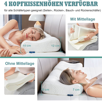 LAMB Ergonomisches Memory Foam Nackenkissen Höheneinstellbar - 2er Set