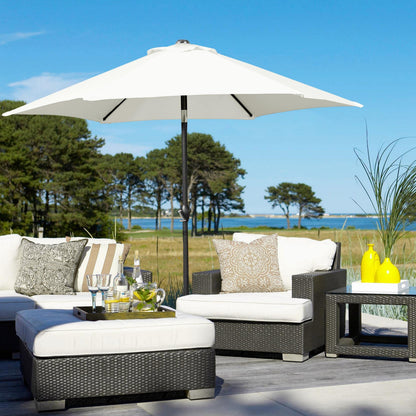 Yaheetech Sonnenschirm Ø 230 cm, knickbar, Gartenschirm rund, Creme