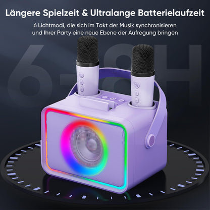 Wowstar Karaoke Maschine mit 2 Mikrofonen, Bluetooth Lautsprecher