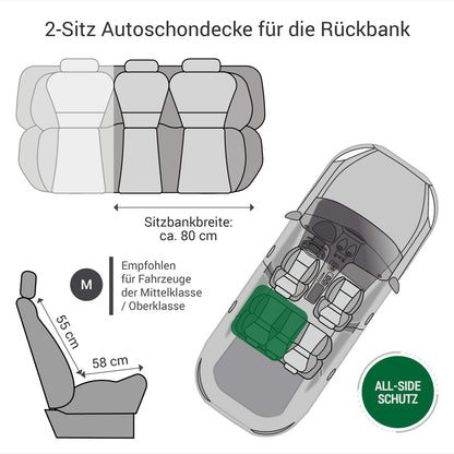Doctor Bark Hunde 2-Sitz-Autoschondecke Rücksitzbank M Grau