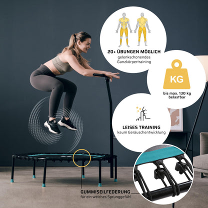 SportPlus Fitness Trampolin Indoor – Haltestange, Gummiseile