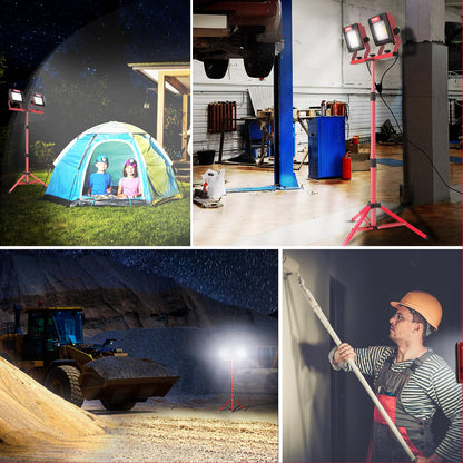 HYCHIKA LED Baustrahler mit Stativ 2x60W 2x7000lm