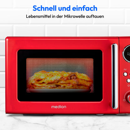 MEDION Retro Kompakt-Mikrowelle MD15000 – 20 Liter Rot
