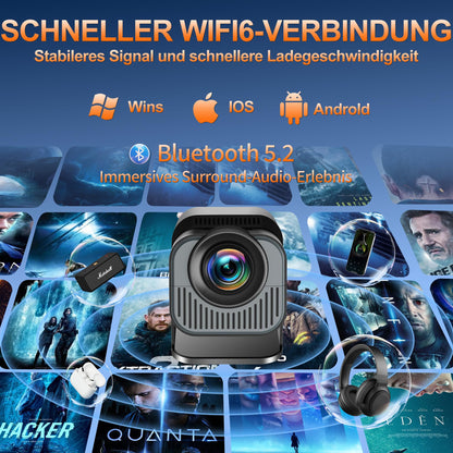 Smart 4K Mini Beamer tragbarer Android Projektor – Schwarz