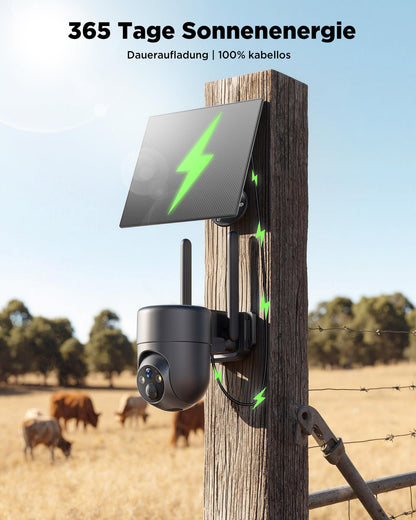 NUASI TC18 4G Überwachungskamera für aussen, Solar, SIM-Karte, 2K