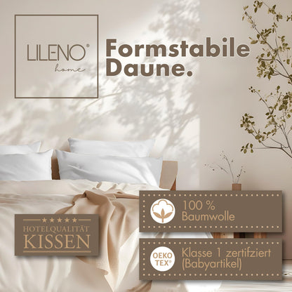 LILENO HOME 3-Kammer Kopfkissen 80x80 - Daunen & Federn, Allergiker