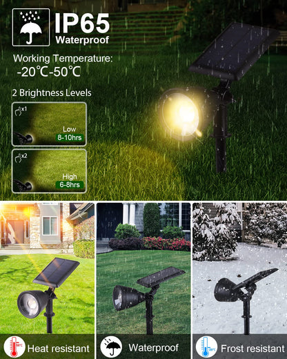 BLOOMWIN Solar Gartenstrahler Warmweiss 2er-Set mit Erdspiess IP65