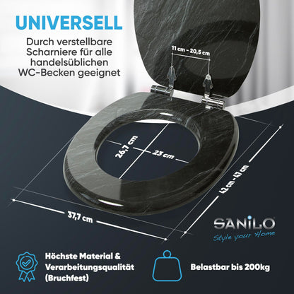 Sanilo WC-Sitz mit Absenkautomatik aus Holz, Granit