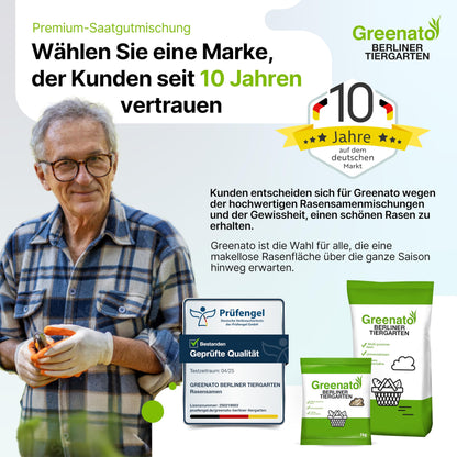 Greenato Berliner Tiergarten Rasensamen - 30 kg schnellkeimend für 1200 m²