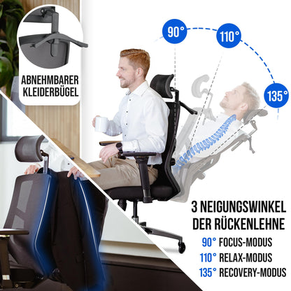 ELITESEATS ergonomischer Bürostuhl Drehstuhl – 150 kg belastbar