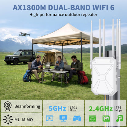 CINAMON AX1800 Outdoor WLAN Repeater, WiFi 6 Dualband mit PoE