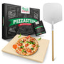 Pizza Divertimento Pizzastein mit Pizzaschieber für Backofen & Grill, rechteckiger Backstein 38 x 30 cm