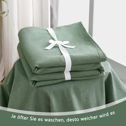 ATsense Bettwäsche Set Baumwolle 135x200 cm Grün 4-teilig