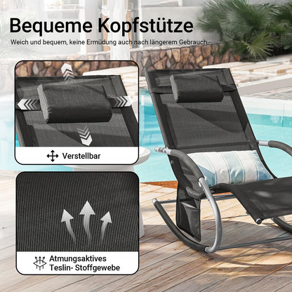 SoBuy Schaukelliege 2er-Set, wetterfest, mit Kopfkissen, schwarz