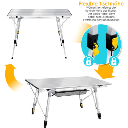 KESSER® Campingtisch faltbar aufrollbar 90x53cm - Silber