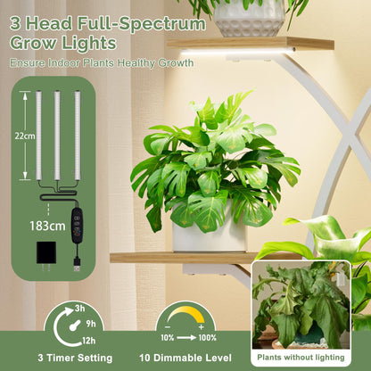 BACEKOLL Pflanzenregal mit Wachstumslicht 8 Ebenen 158cm - Weiss