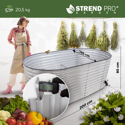 STREND PRO Hochbeet Metall 200x100x80 cm aus verzinktem Stahl