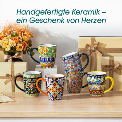 vancasso SIMI Kaffeetassen Set 6er, Porzellan Kaffeebecher 360 ml