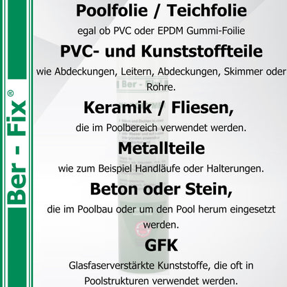 Ber-Fix MS Polymer Kleber Pool Abdichtung 3er Pack Pool-Blau 440g