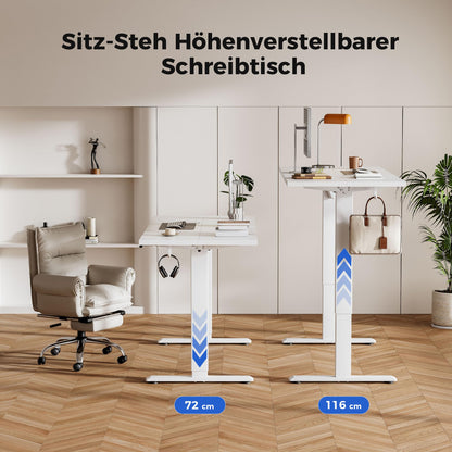 Agilestic Elektrischer Steh-Sitz Schreibtisch 100x60 cm Weiss