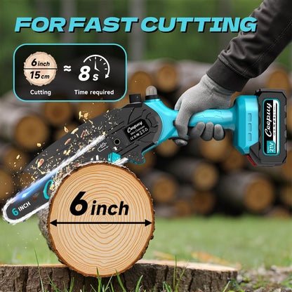 CEEPUY Mini Akku Kettensäge 6 Zoll mit 2 Akkus, 880 W Motor