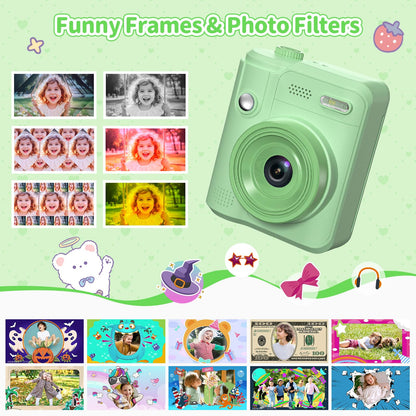 Gofunly Kinderkamera Sofortbildkamera 1080P HD mit 32 GB Karte